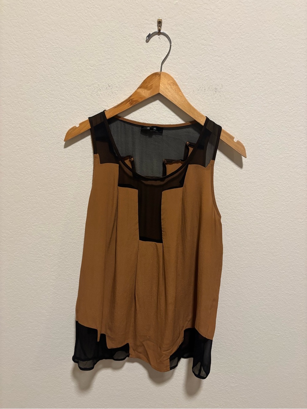 Funktional Contemporary Brown Micro Panel Silk Top
